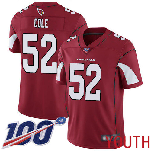 Arizona Cardinals Limited Red Youth Mason Cole Home Jersey NFL Football 52 100th Season Vapor Untouchable